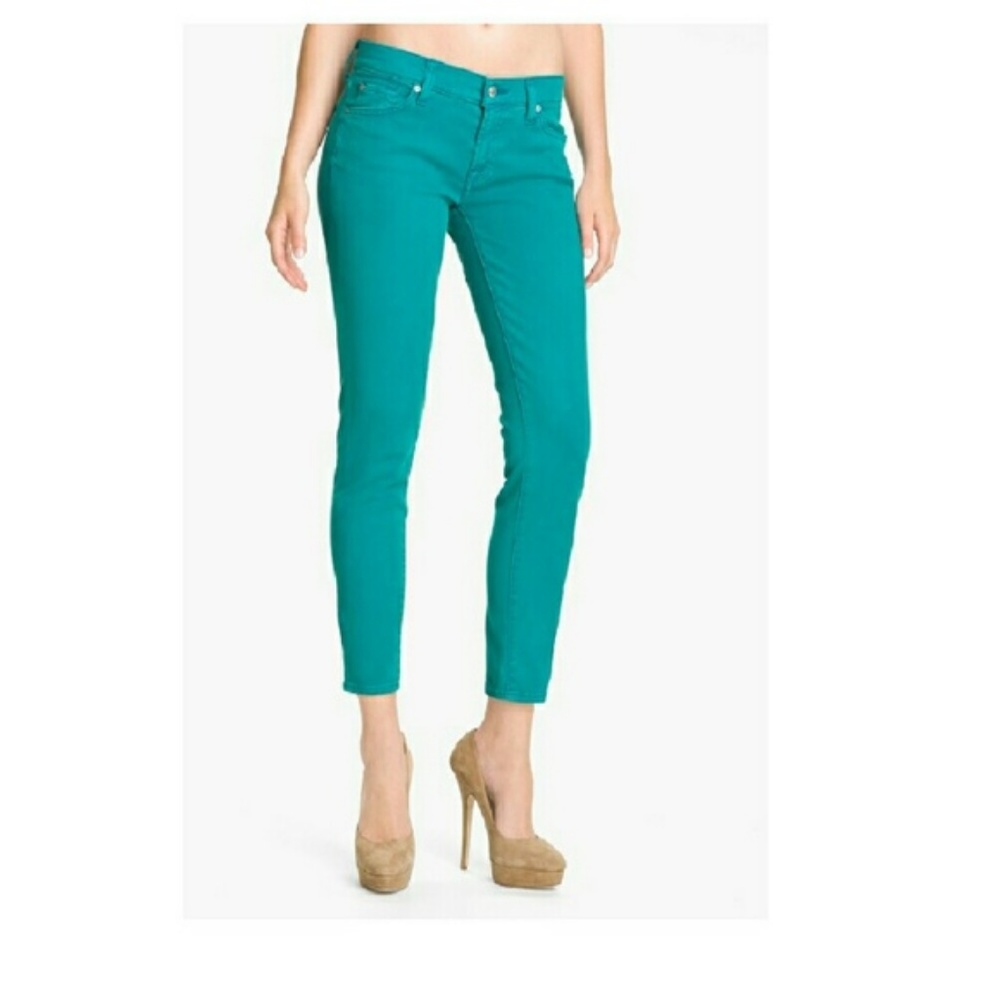 7 For All Mankind Gwenevere Skinny Teal Green 24
